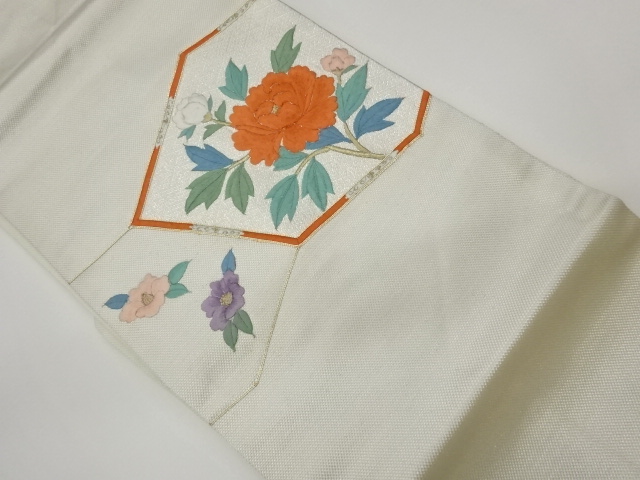 JAPANESE KIMONO / VINTAGE NAGOYA OBI / EMBROIDERY / CAMELLIA